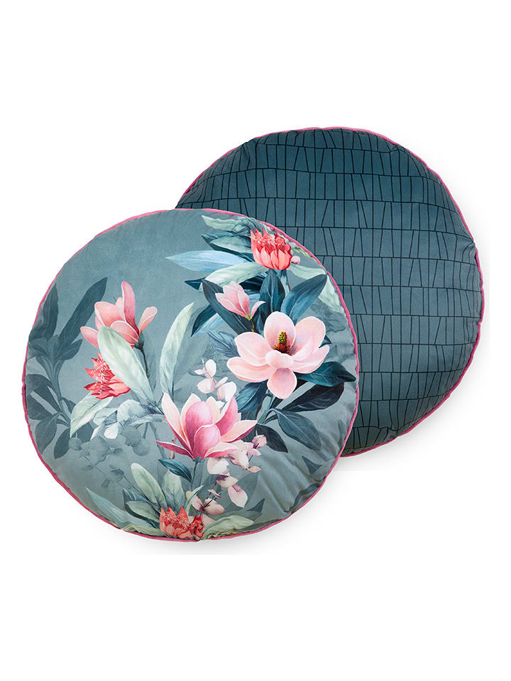 Descanso Poduszka "Parler" w kolorze morskim ze wzorem rozmiar: 55 cm