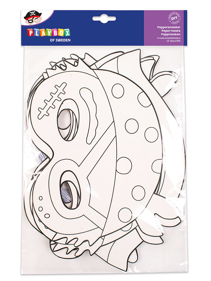 Playbox Tekturowe maski (12 szt.) "Piraci" - 3+ rozmiar: onesize