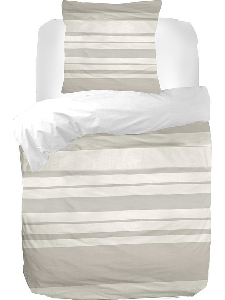 kayori Komplet pościeli lnianej "Oyado" w kolorze beżowo-białym rozmiar: 135x200 cm