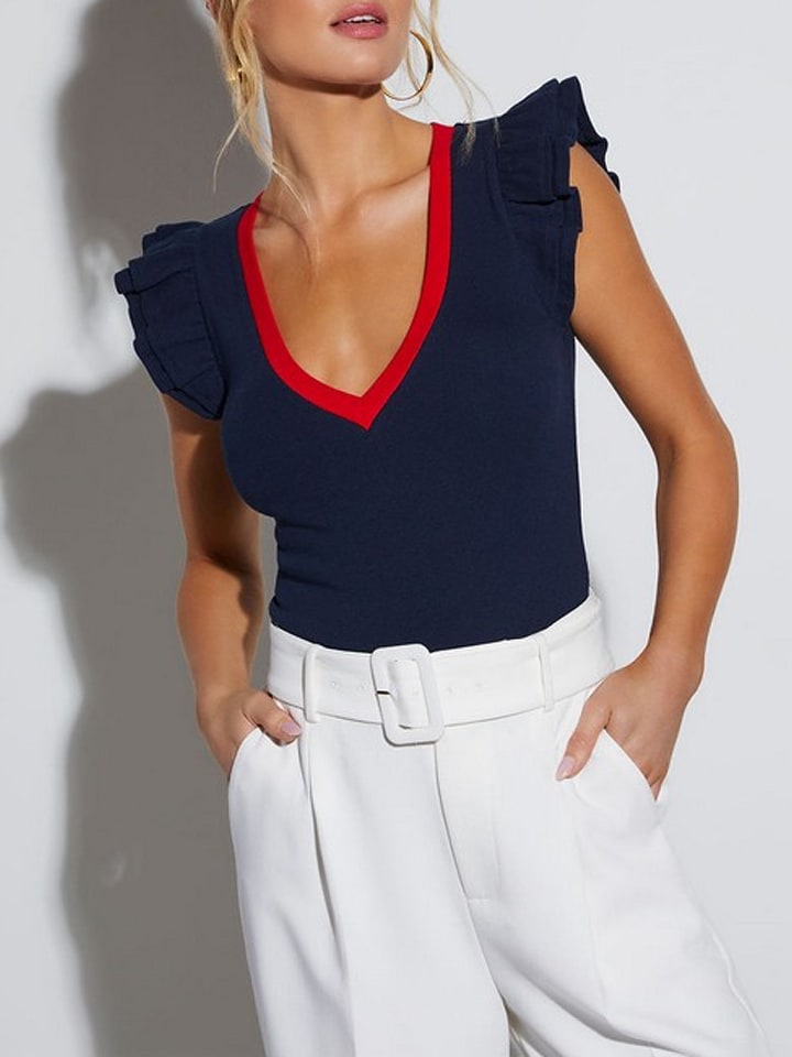 Milan Kiss Top w kolorze granatowo-czerwonym rozmiar: M