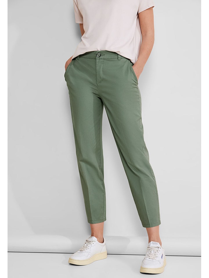 Street One Spodnie chino "Twill" w kolorze zielonym rozmiar: W40/L28