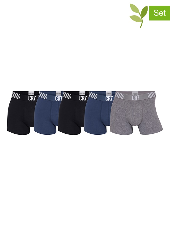 CR7 Bokserki (5 par) w kolorze granatowym, szarym i czarnym rozmiar: XL