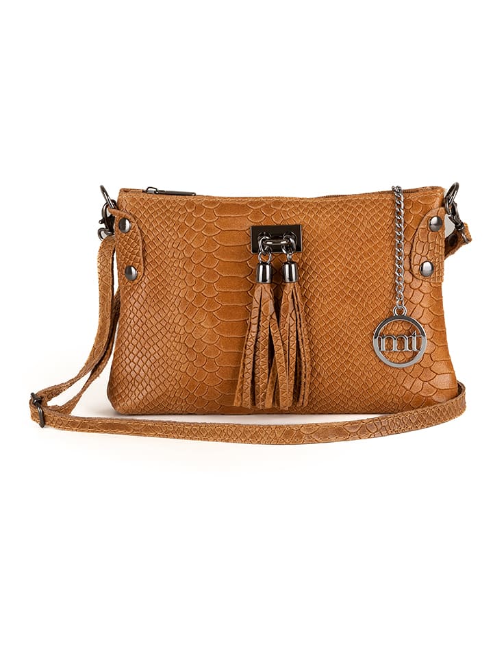 Mia Tomazzi Skórzana torebka "Navigli" w kolorze jasnobrązowym - 22 x 15 x 4 cm rozmiar: onesize