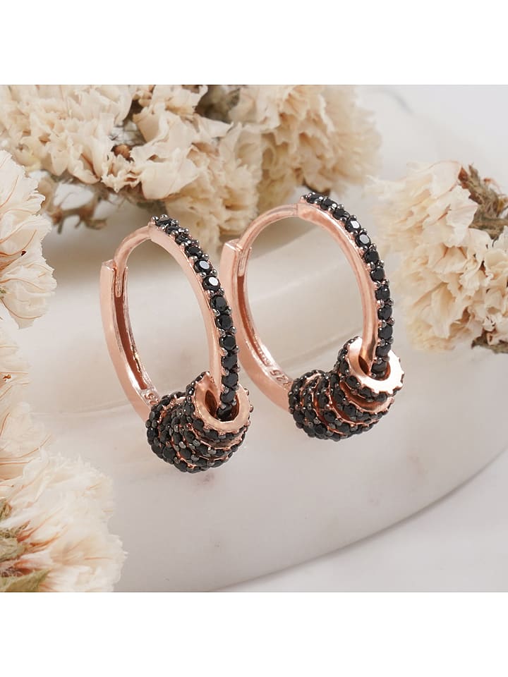 LUNAMOVAS Srebrne kolczyki-kreole z cyrkoniami rozmiar: onesize