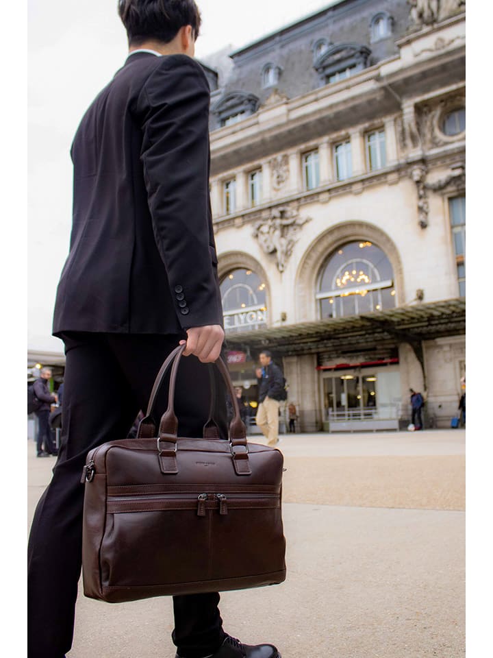 Victor & Hugo Paris Skórzana aktówka "Donatello" w kolorze brązowym - 39 x 28 x 5,5 cm rozmiar: onesize