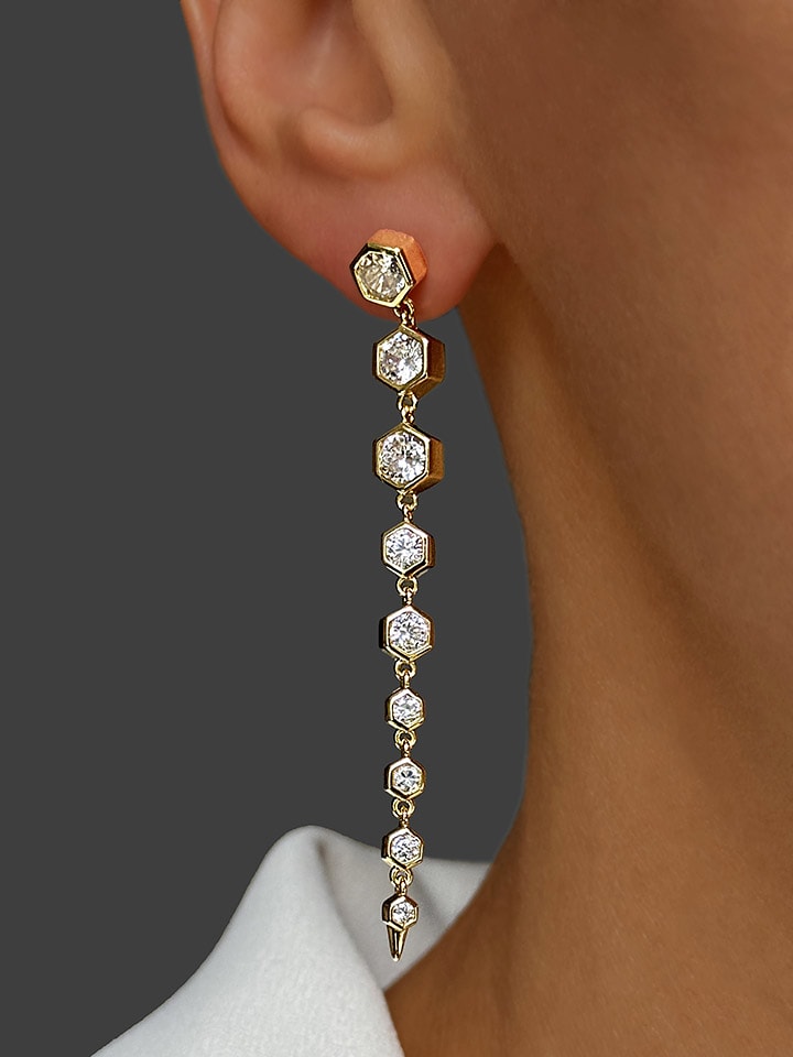 DI GIORGIO Pozłacane kolczyki-wkrętki z cyrkoniami rozmiar: onesize