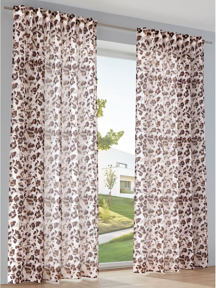 heine home Firanka dekoracyjna w kolorze biało-brązowym rozmiar: 145x135 cm