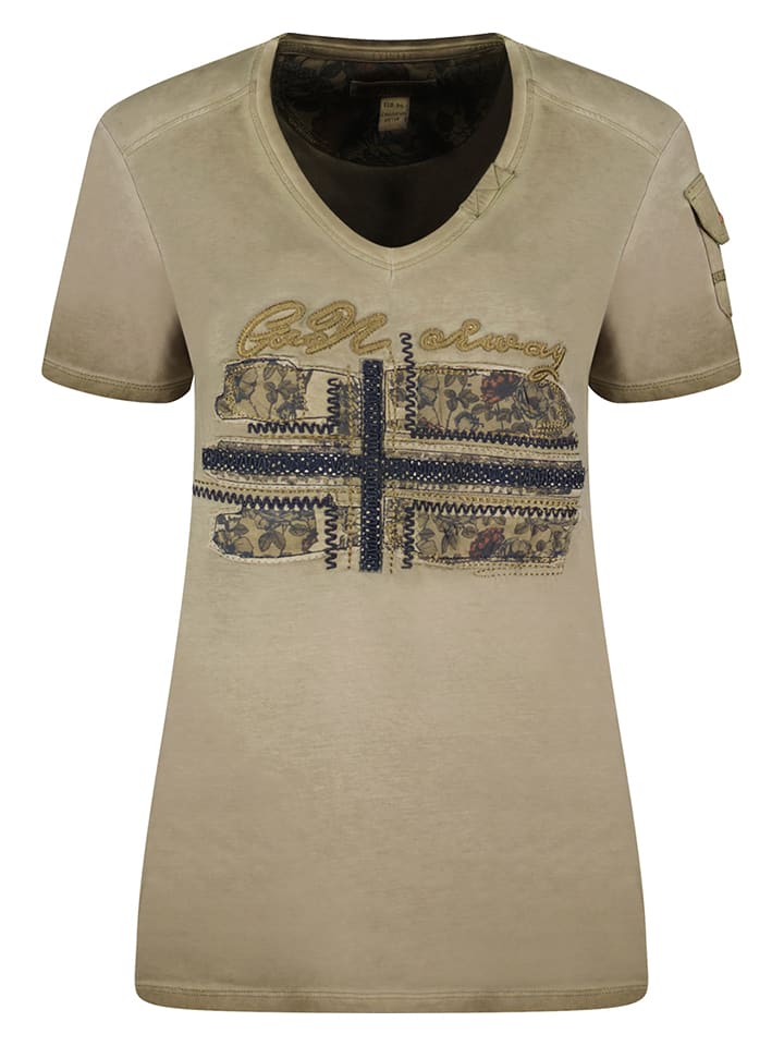 Geographical Norway Koszulka "Jepson" w kolorze beżowym rozmiar: M