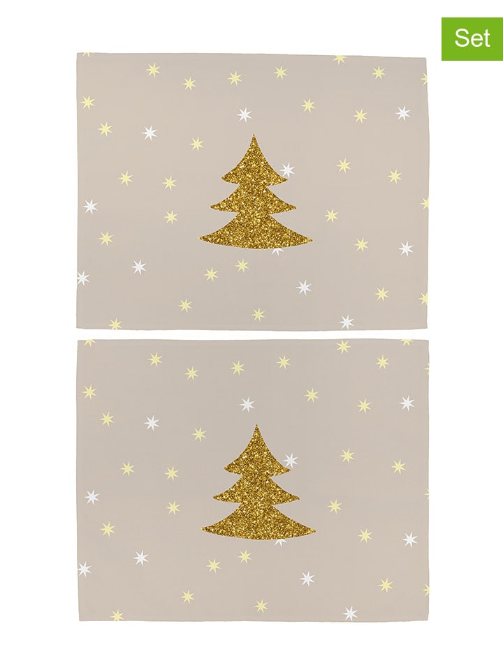 Butter Kings Podkładki (2 szt.) "Gold tree" w kolorze złoto-beżowym - 35 x 45 cm rozmiar: onesize
