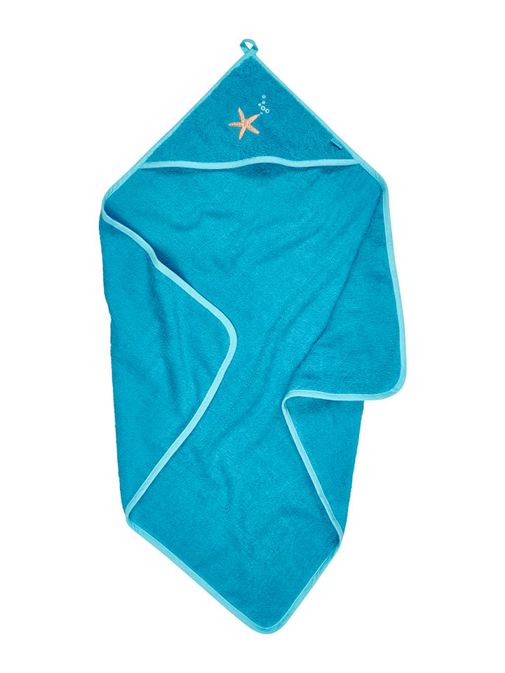 Playshoes Ręcznik w kolorze niebieskim z kapturem rozmiar: 100x100 cm