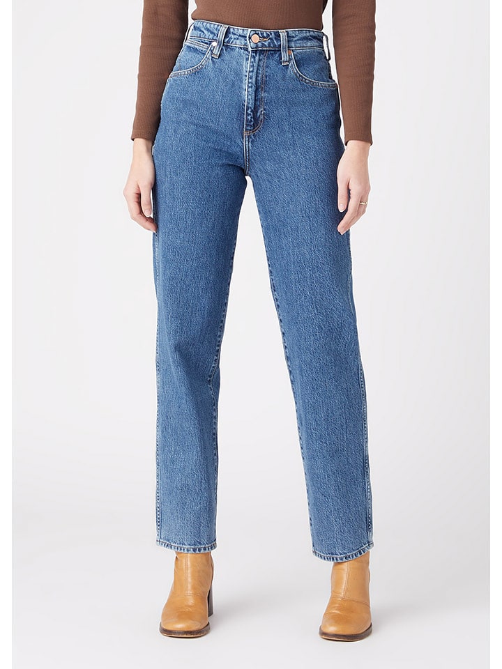 Wrangler Dżinsy "Mom Straight Winter Hue" - Regular fit - w kolorze niebieskim rozmiar: W38/L32
