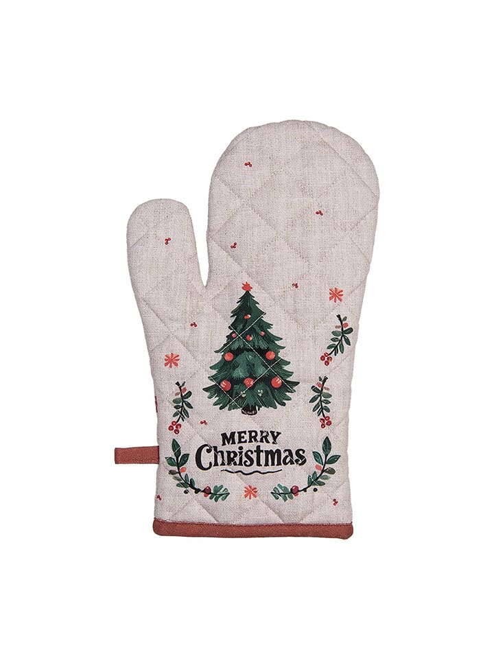 Clayre & Eef Rękawica kuchenna w kolorze beżowo-zielonym - 30 x 18 cm rozmiar: onesize