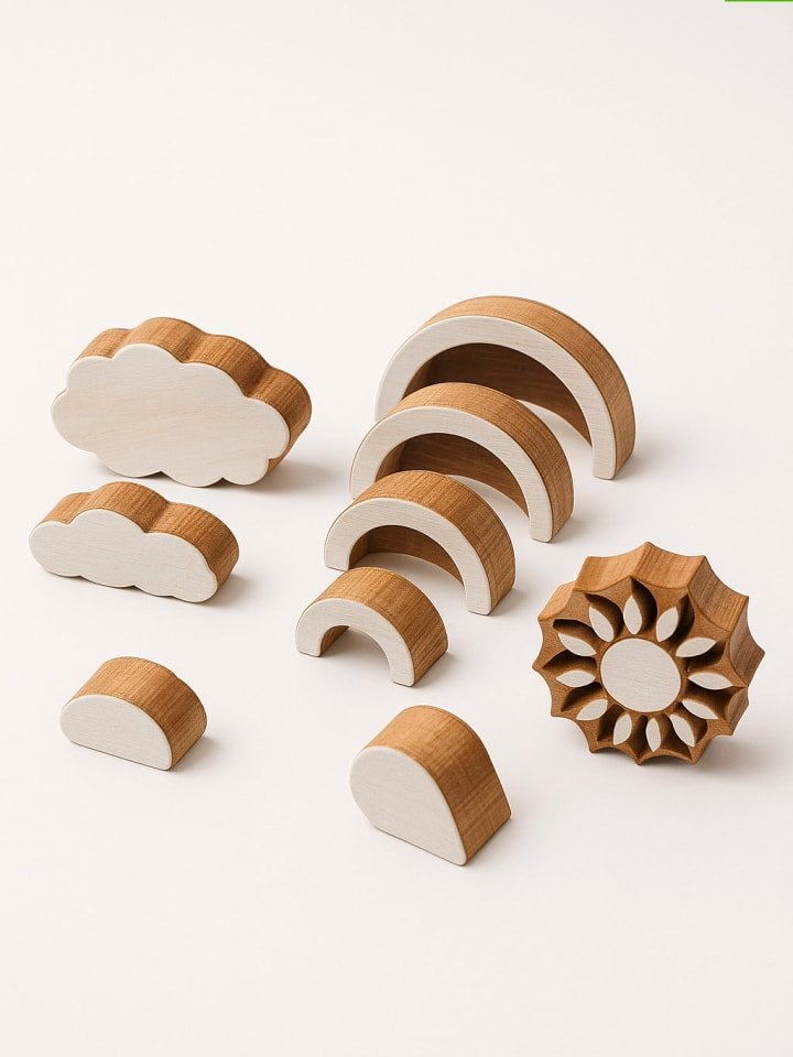 Samimi Stemple (10 szt.) "Clouds" w kolorze jasnobrązowo-białym - 5 x 5 cm rozmiar: onesize