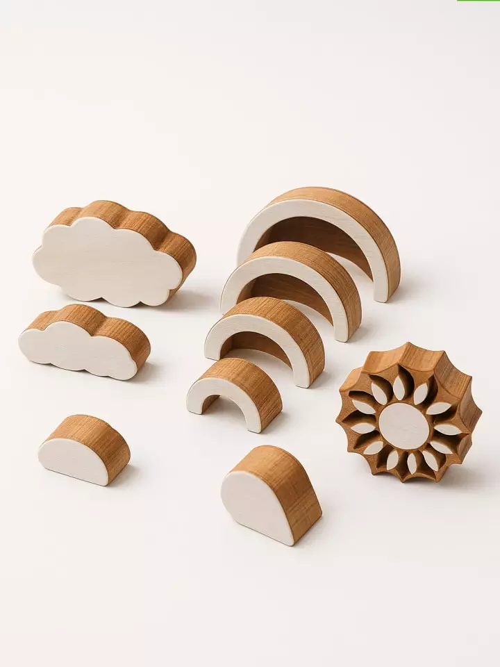 Samimi Stemple (10 szt.) "Clouds" w kolorze jasnobrązowo-białym - 5 x 5 cm rozmiar: onesize