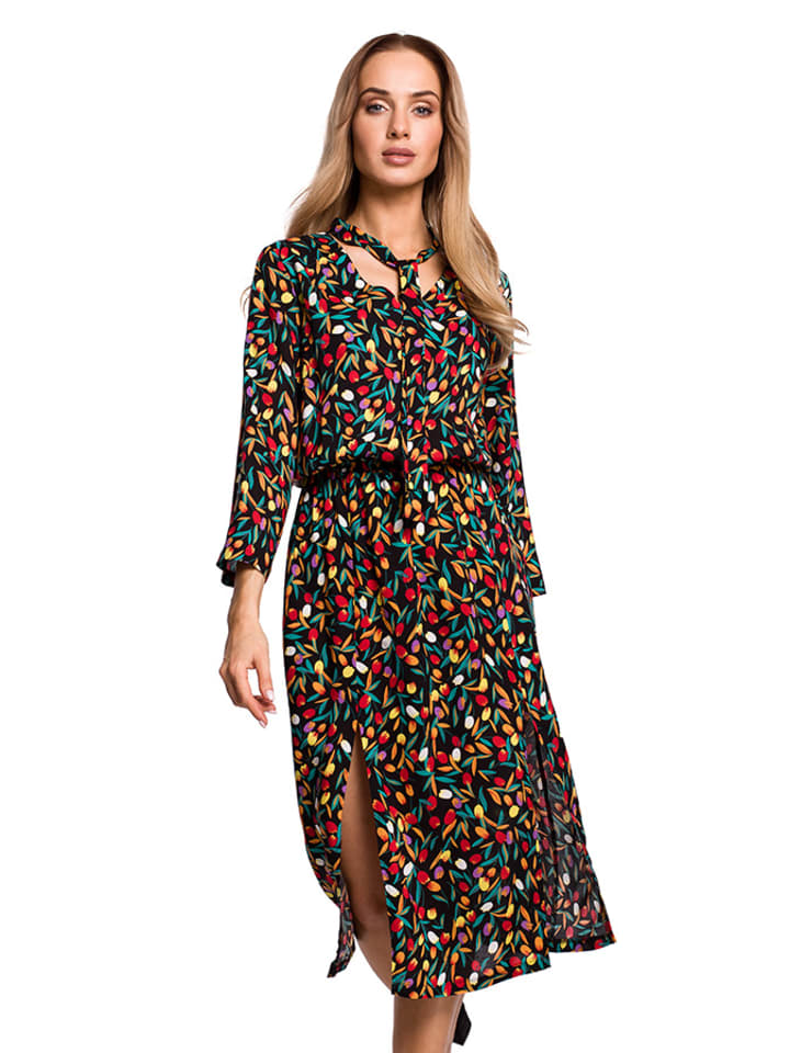 made of emotion Sukienka w kolorze czarno-zielono-czerwonym rozmiar: S