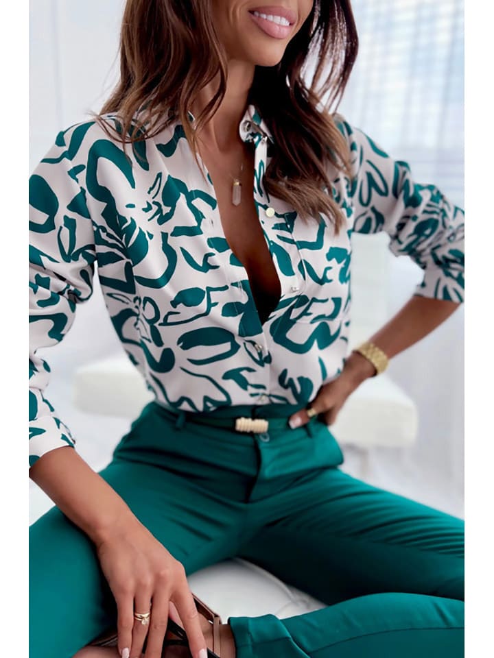Silvia Ruffino Bluzka w kolorze biało-zielonym rozmiar: 40