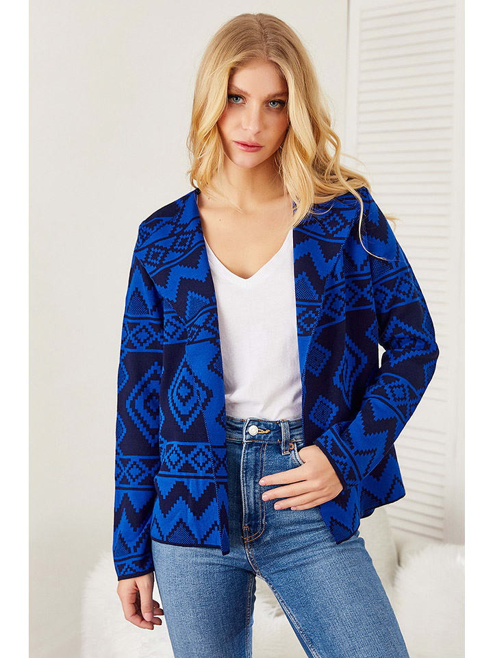 Milan Kiss Kardigan w kolorze niebiesko-czarnym rozmiar: S