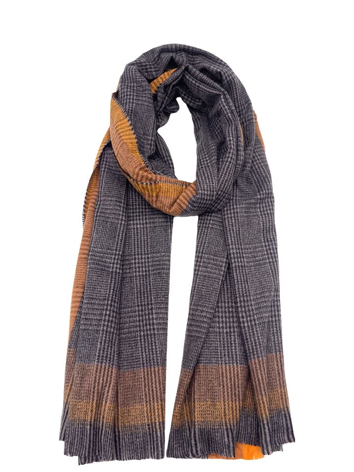 INKA BRAND Szal w kolorze szaro-pomarańczowym - 180 x 90 cm rozmiar: onesize
