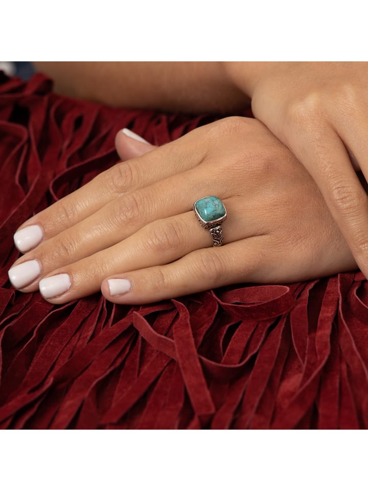 AMAZONIA Srebrny pierścionek "Xpuchiná" z turkusami rozmiar: 58