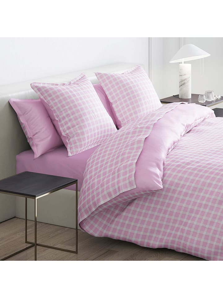 Cacharel textiles Satynowe prześcieradło "Uni" w kolorze różowym na gumce rozmiar: 180x200 cm