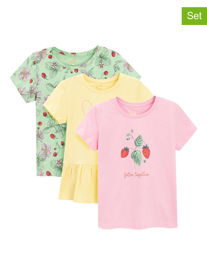 COOL CLUB Koszulki (3 szt.) w kolorze żółto-jasnozielono-jasnoróżowym rozmiar: 122