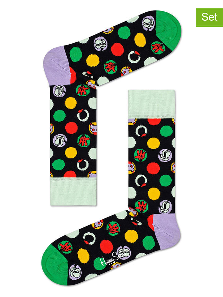 Happy Socks Skarpety (2 pary) w kolorze czarnym ze wzorem rozmiar: 36-40