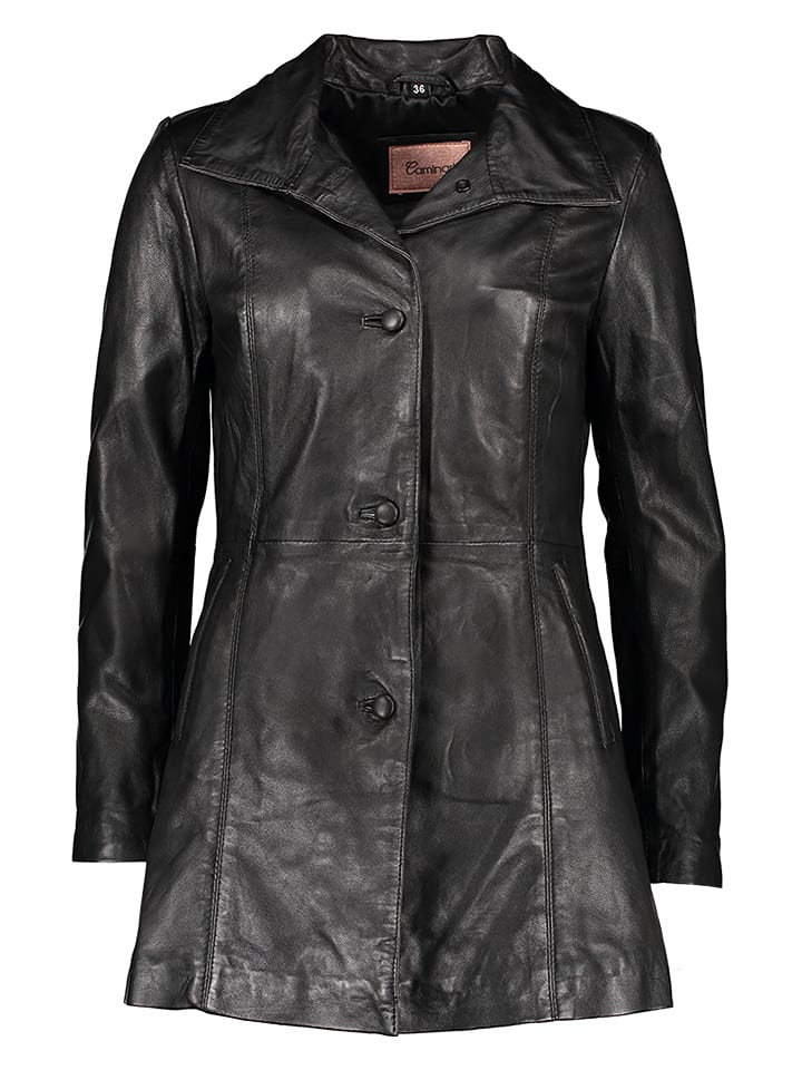 Caminari Skórzany płaszcz "Phia" w kolorze czarnym rozmiar: 46