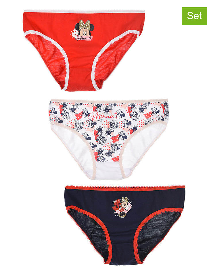 Disney Minnie Mouse Majtki (3 pary) "Minnie" w różnych kolorach rozmiar: 110/116