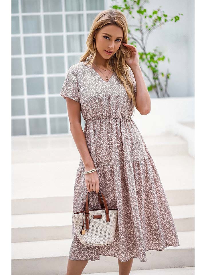 Sukienka w kolorze jasnoróżowo-białym