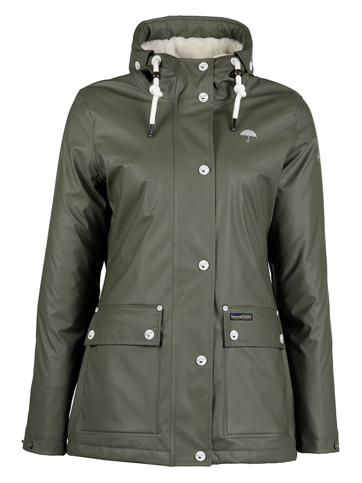 Kurtka przeciwdeszczowa w kolorze oliwkowym