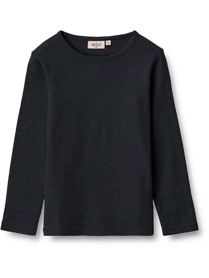 Wheat Wełniana koszulka w kolorze czarnym rozmiar: 140