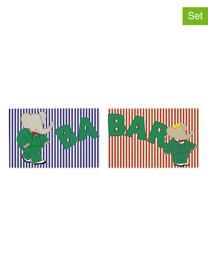 The Wild Hug Podkładki stołowe (2 szt.) "Babar" w kolorze czerwono-niebieskim - 45 x 30 cm rozmiar: onesize