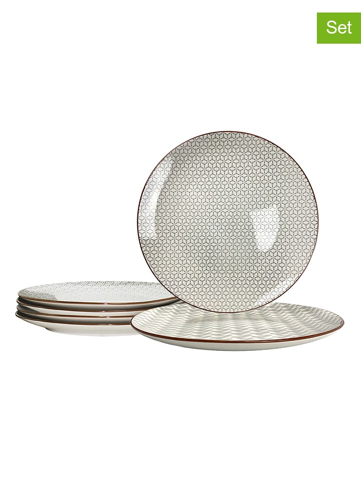 Ard'time Talerze obiadowe (6 szt.) "Slow" w kolorze biało-szarym - Ø 26 cm rozmiar: onesize