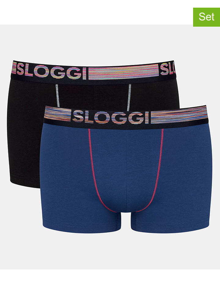 Sloggi Bokserki (2 pary) w kolorze niebieskim i czarnym rozmiar: L