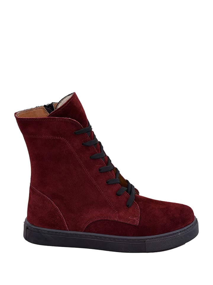 Skórzane trzewiki w kolorze bordowym