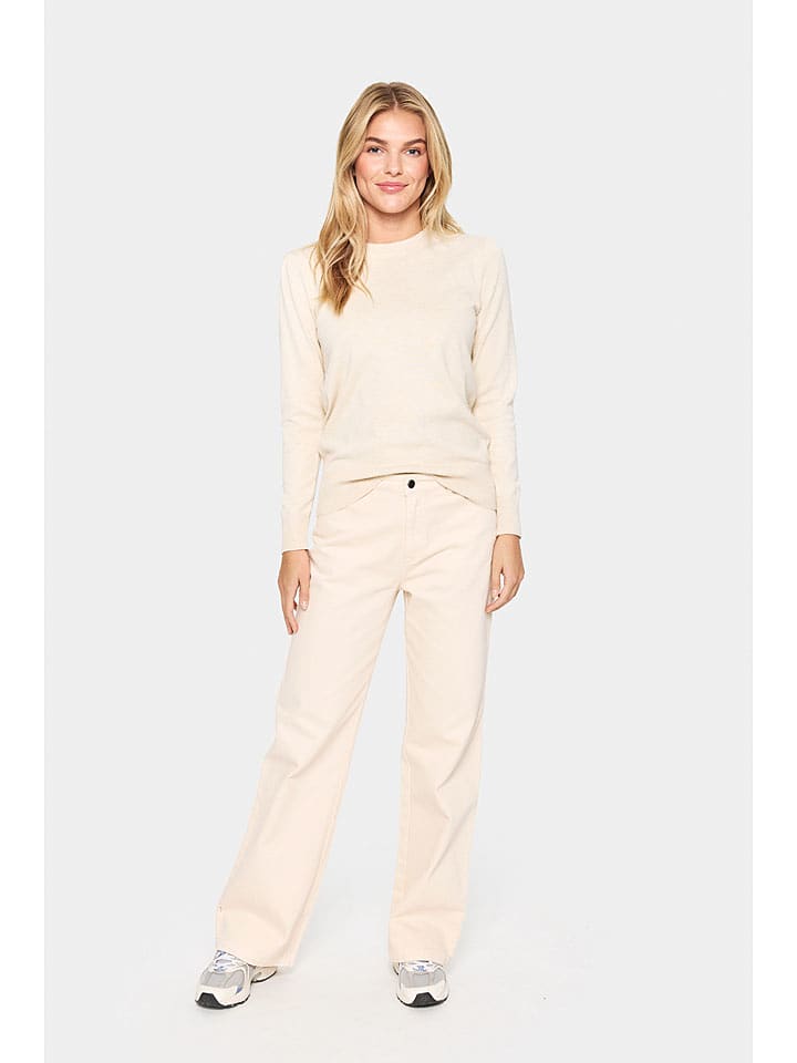 SAINT TROPEZ Sweter "Mila" w kolorze beżowym rozmiar: M