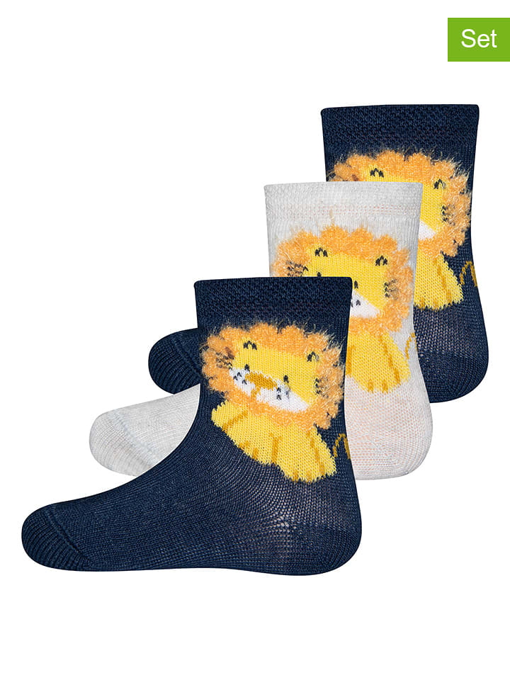 Skarpety (3 pary) w kolorze beżowo-granatowym