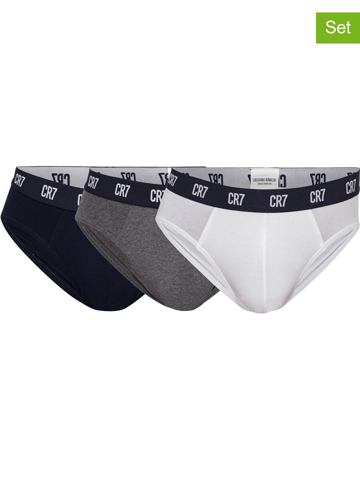 CR7 Slipy (3 pary) w kolorze białym, szarym i czarnym rozmiar: M