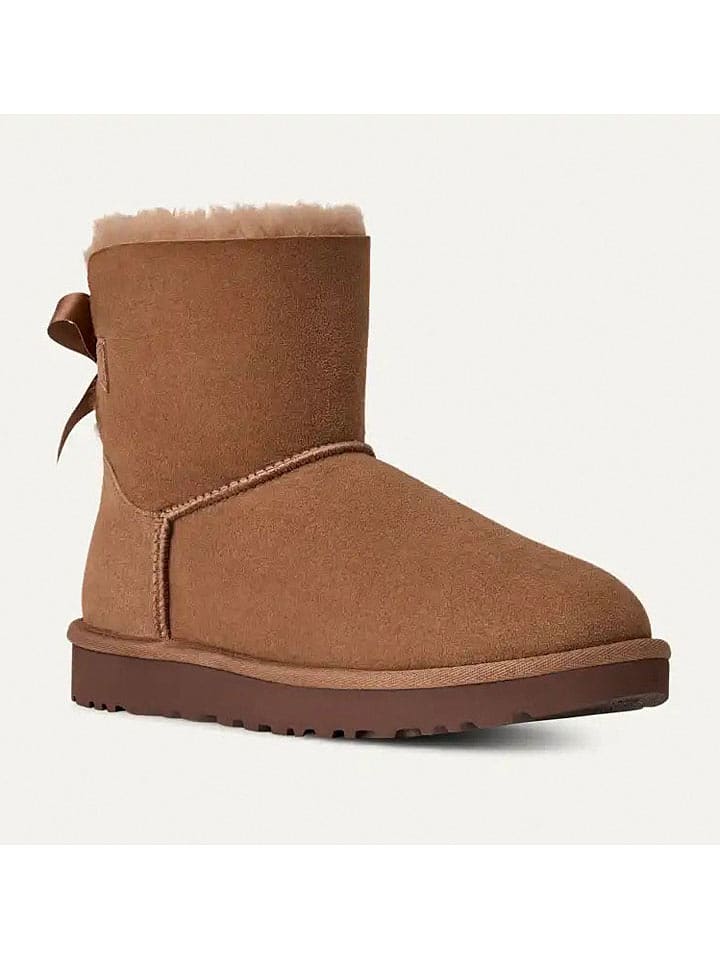 UGG Skórzane botki "Mini Bailey Bow II" w kolorze brązowym rozmiar: 41