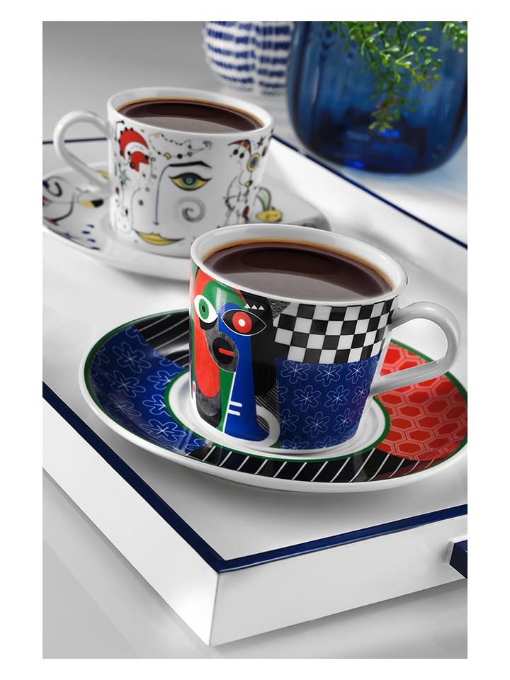 Kubek w kolorze białym ze wzorem do herbaty - 240 ml