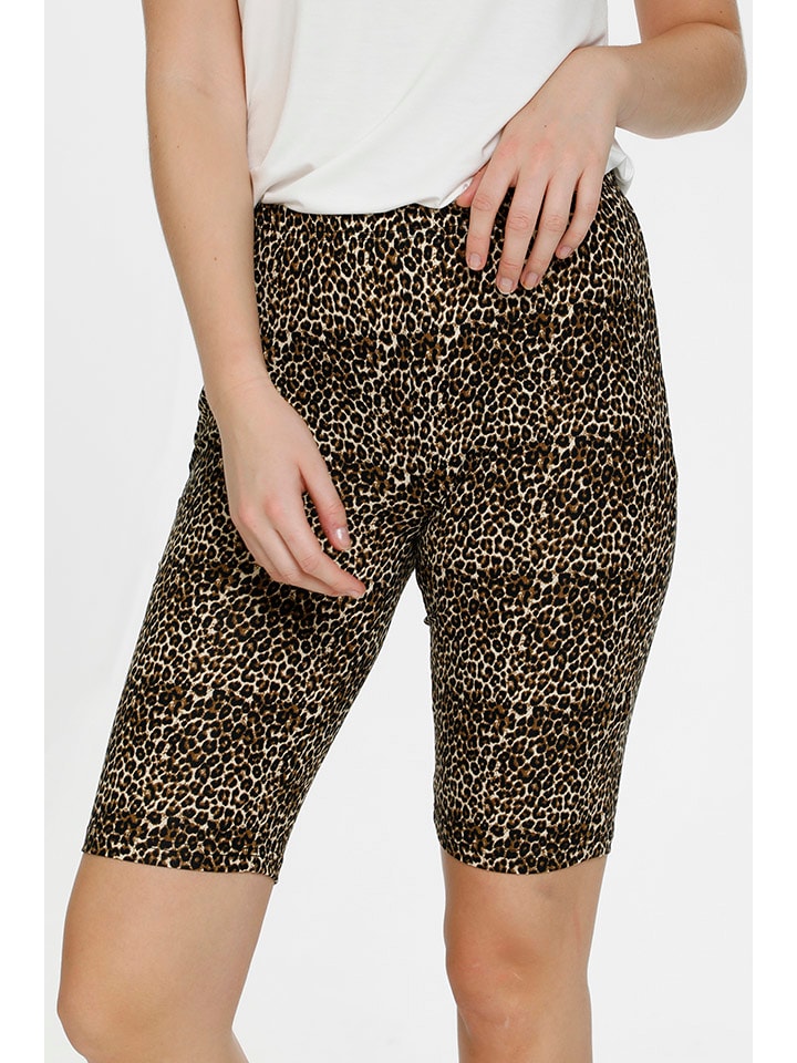 CULTURE Szorty "Semira" w kolorze jasnobrązowo-czarnym rozmiar: M