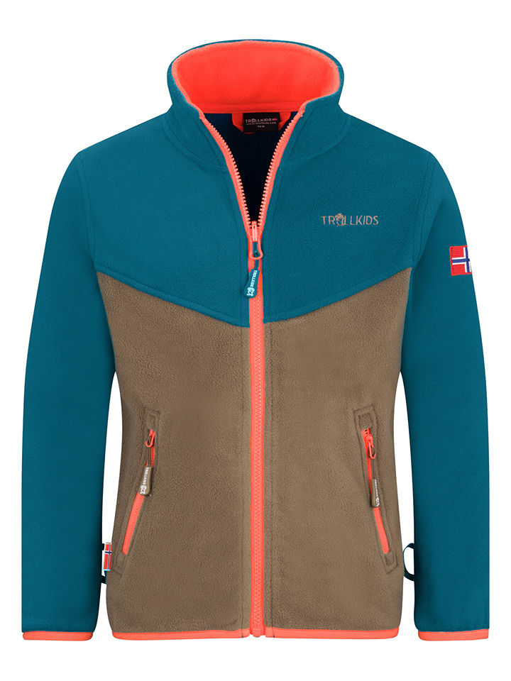 Trollkids Kurtka polarowa "Oppdal XT" w kolorze niebiesko-brązowym rozmiar: 176