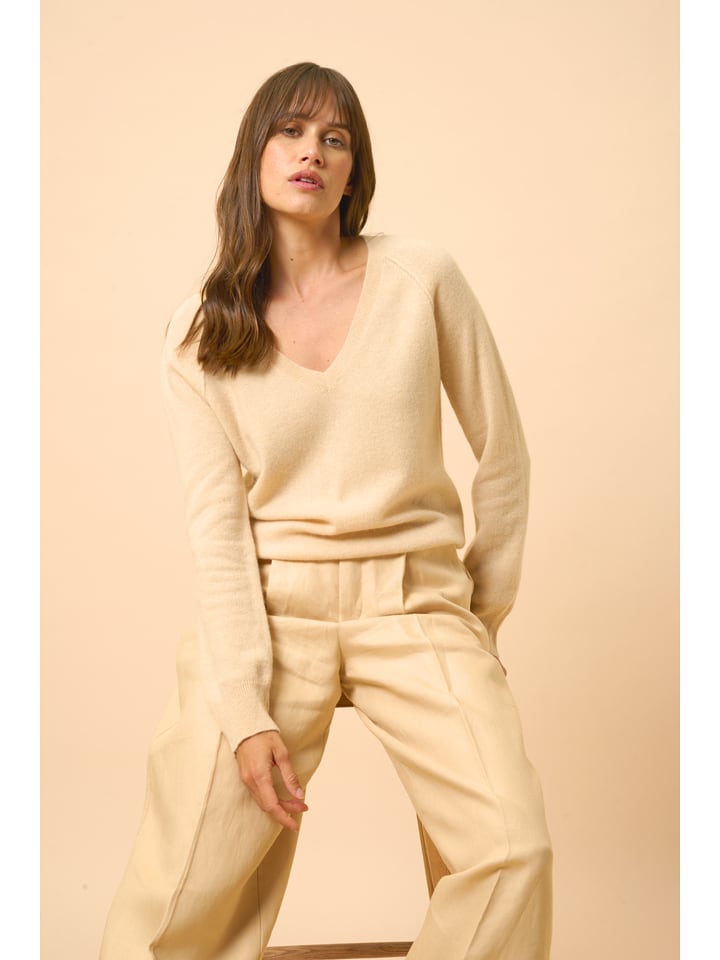 Just Cashmere Kaszmirowy sweter "Phoebe" w kolorze beżowym rozmiar: S