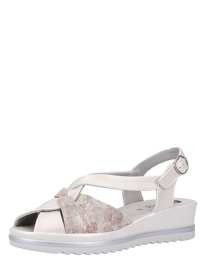 bama Skórzane sandały w kolorze biało-jasnoróżowym rozmiar: 40