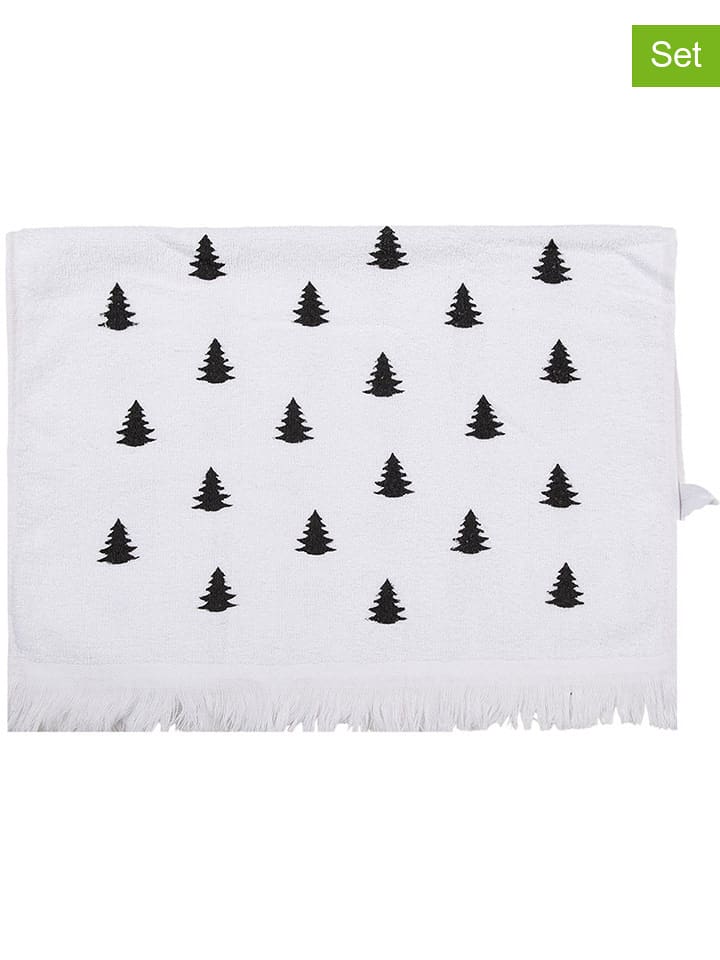 Clayre & Eef Ręczniki (2 szt.) w kolorze biało-czarnym dla gości - 66 x 40 cm rozmiar: onesize