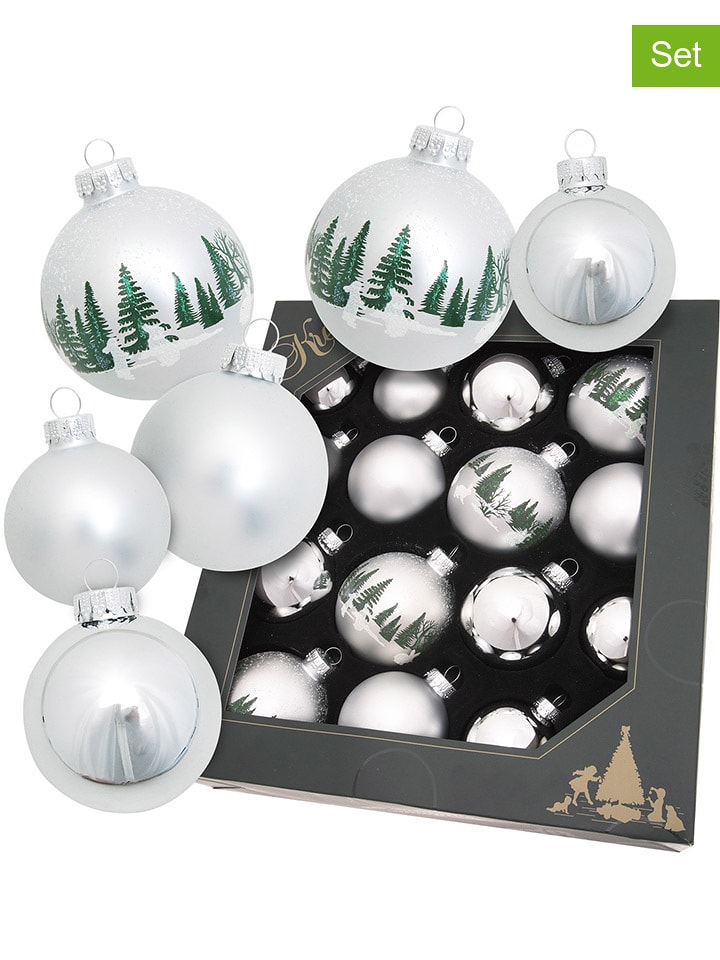 Krebs Glas Lauscha Bombki (16 szt.) w kolorze biało-zielonym rozmiar: onesize