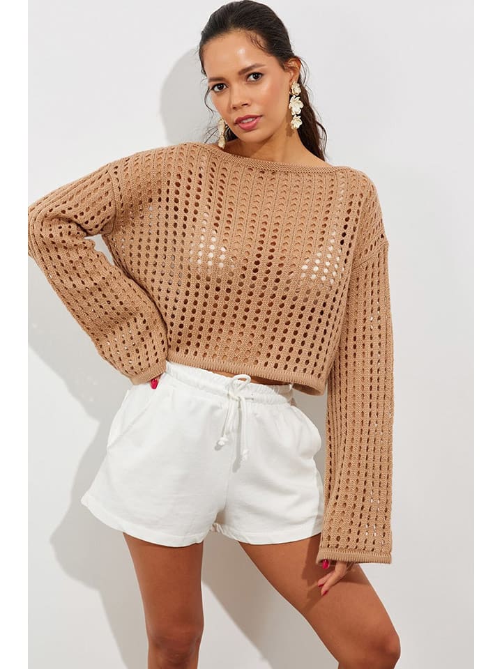 trendyol Sweter w kolorze beżowym rozmiar: onesize