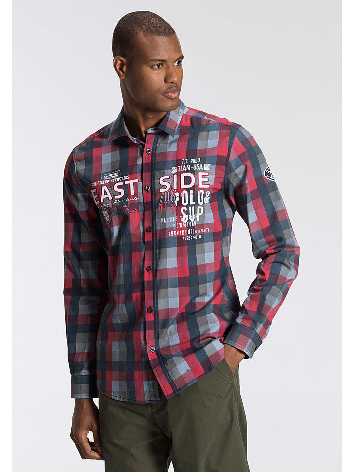 Tom Tailor Koszula - Slim fit - w kolorze niebiesko-czerwonym rozmiar: L