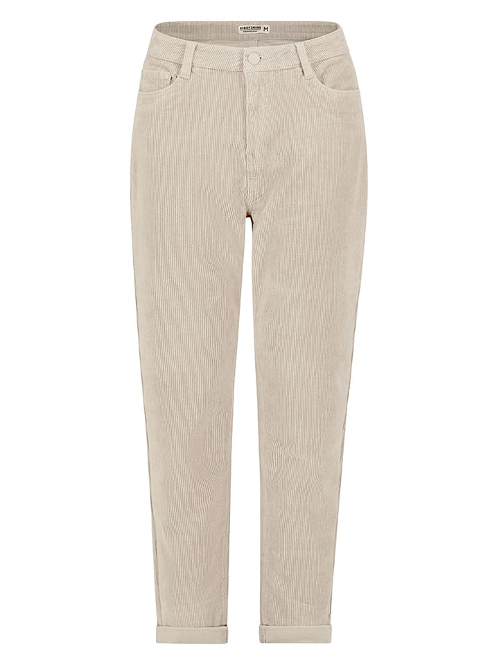 Eight2Nine Spodnie sztruksowe - Mom fit - w kolorze beżowym rozmiar: L