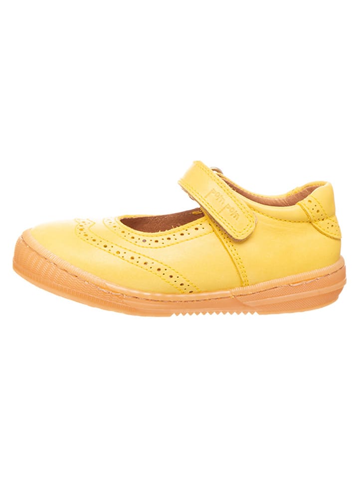 POM POM Skórzane baleriny w kolorze żółtym z paskiem rozmiar: 25